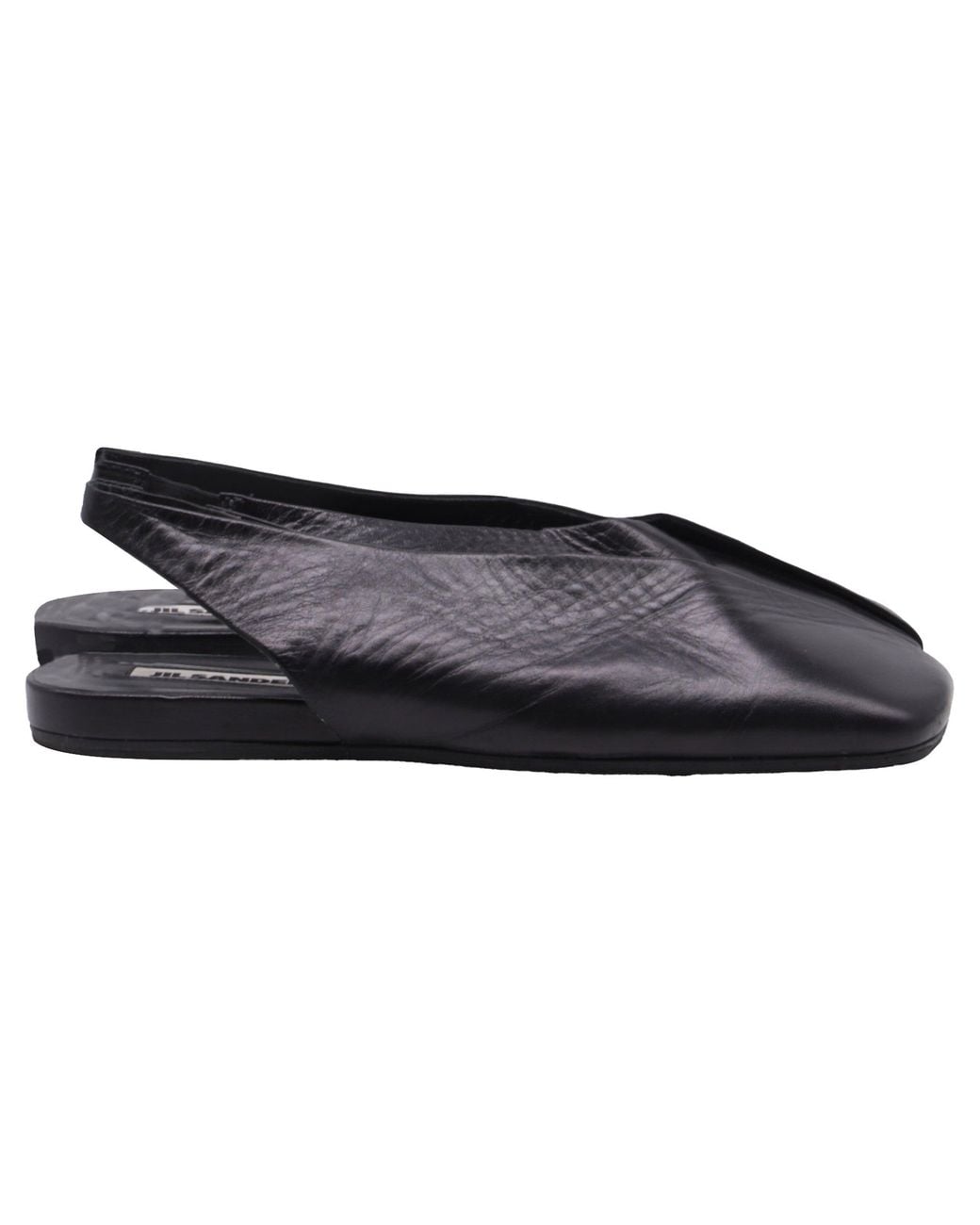 Jil Sander Blue Square-Toe Slingback Flats