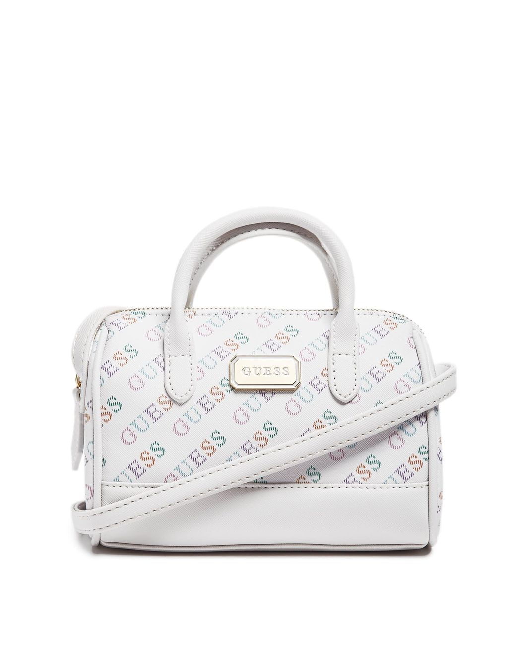 Guess Factory Nora Mini Satchel in White | Lyst