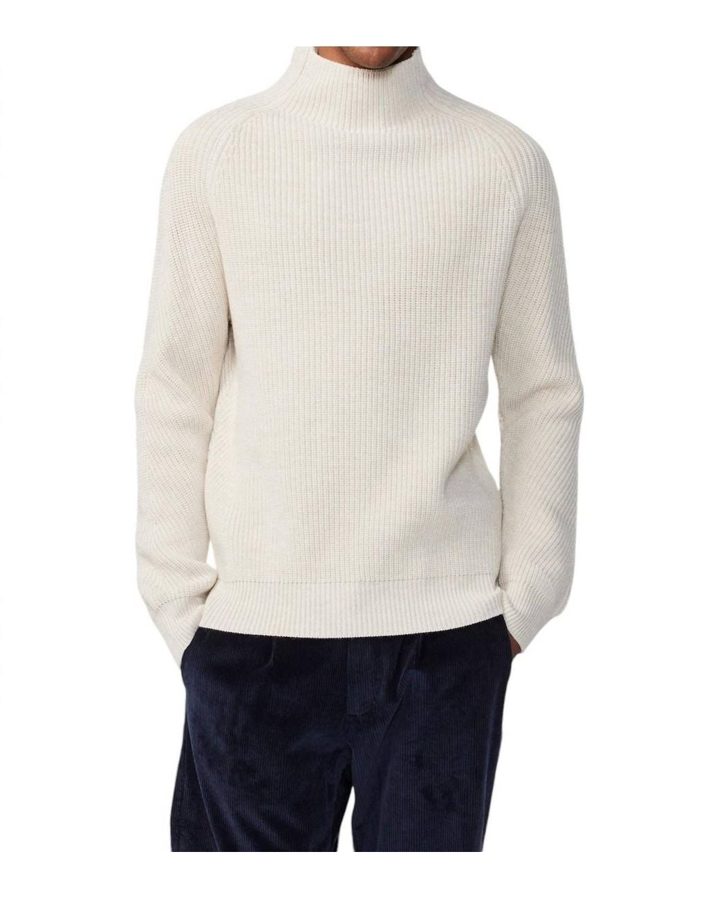 NN07 White Liam Mock Neck Sweater for men