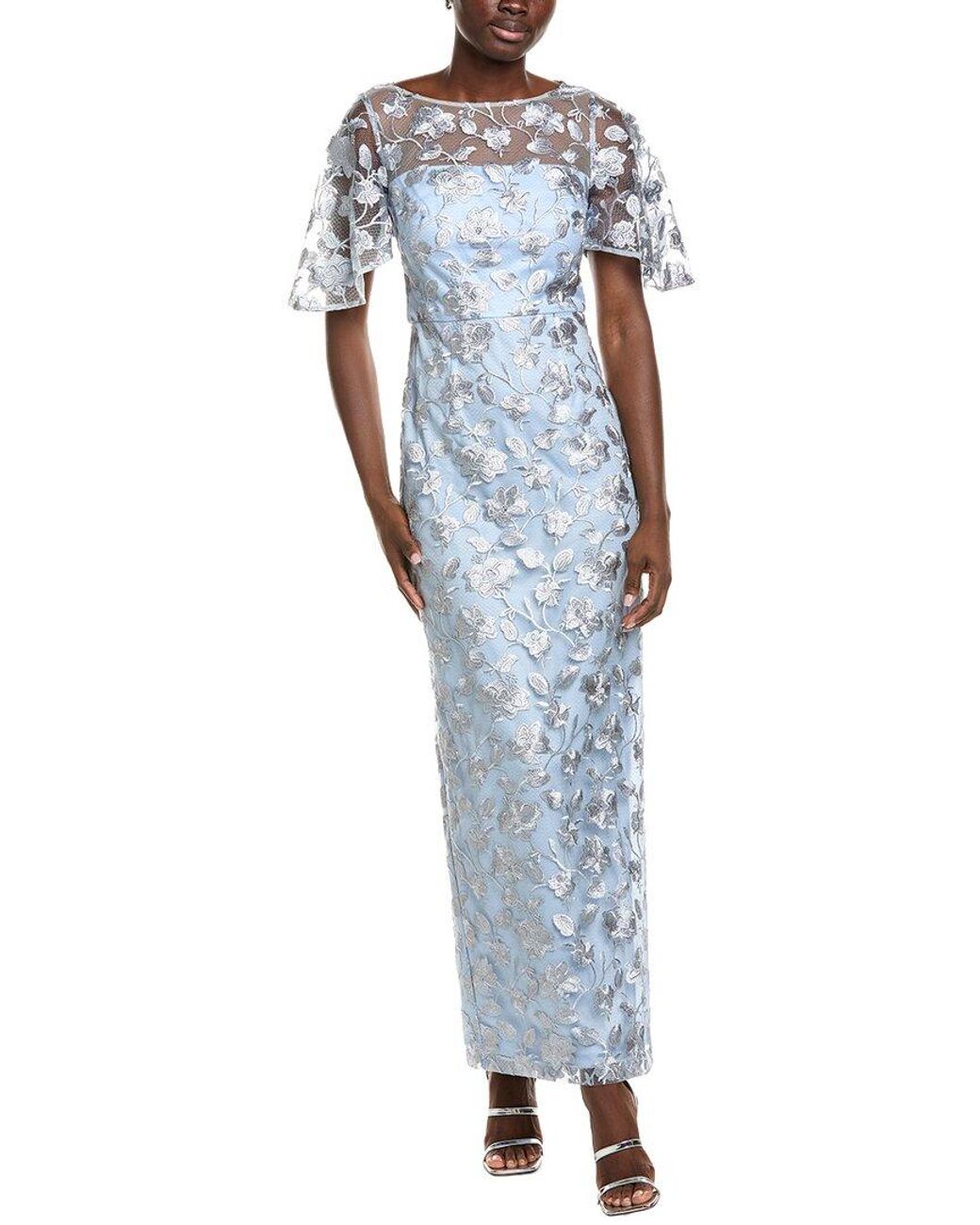 JS Collections Blue Brooke Column Gown