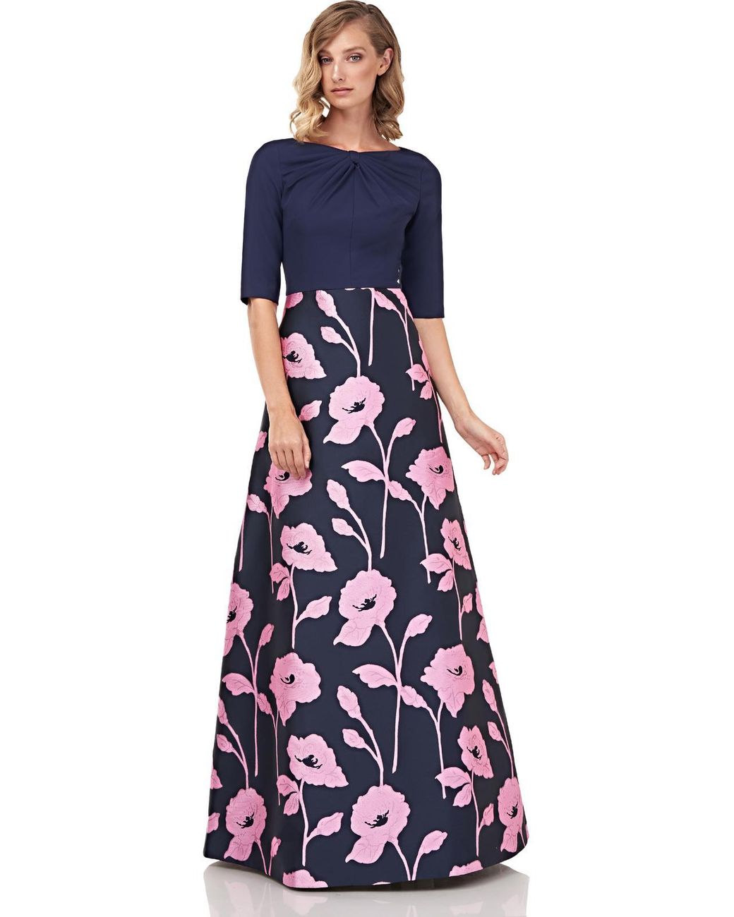 Kay Unger Teresa Floral Maxi Evening Dress in Blue | Lyst