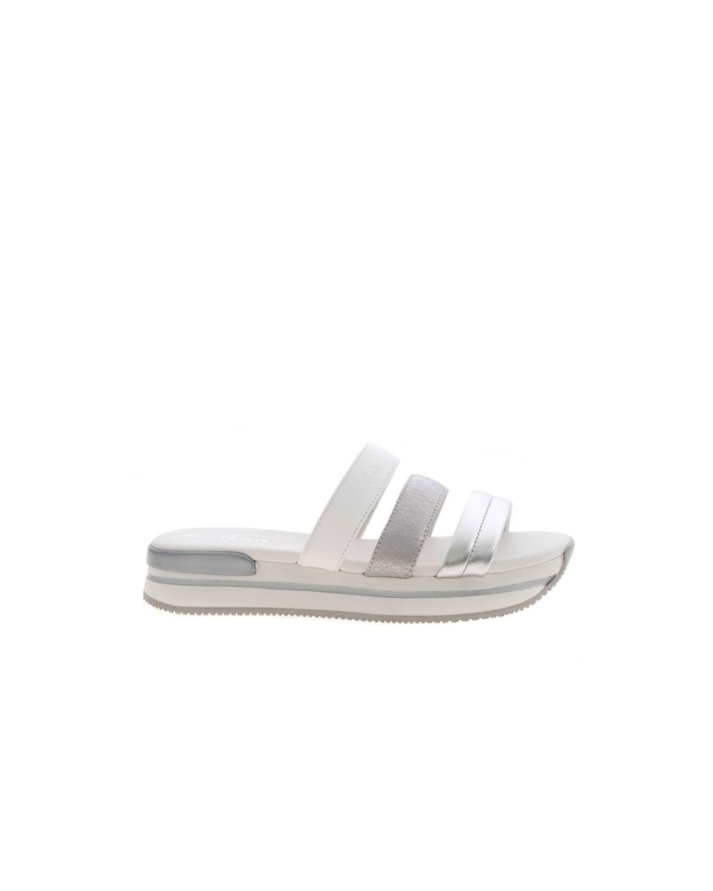 Hogan White H257 Leather Sandals