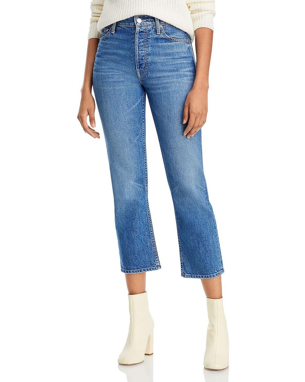 Mother Tomcat Relaxed Fit Denim Cropped Jeans in Blue | Lyst