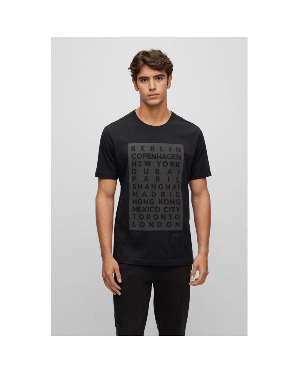 BOSS by HUGO BOSS Cotton-jersey T-shirt in Black for Men | Lyst