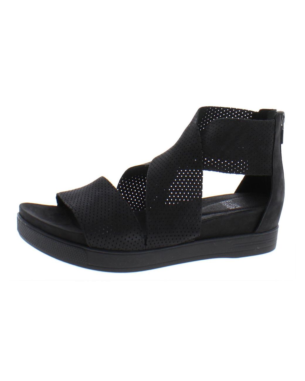 Eileen Fisher Sport 3 Nubuck Perforated Gladiator Sandals in Black Lyst