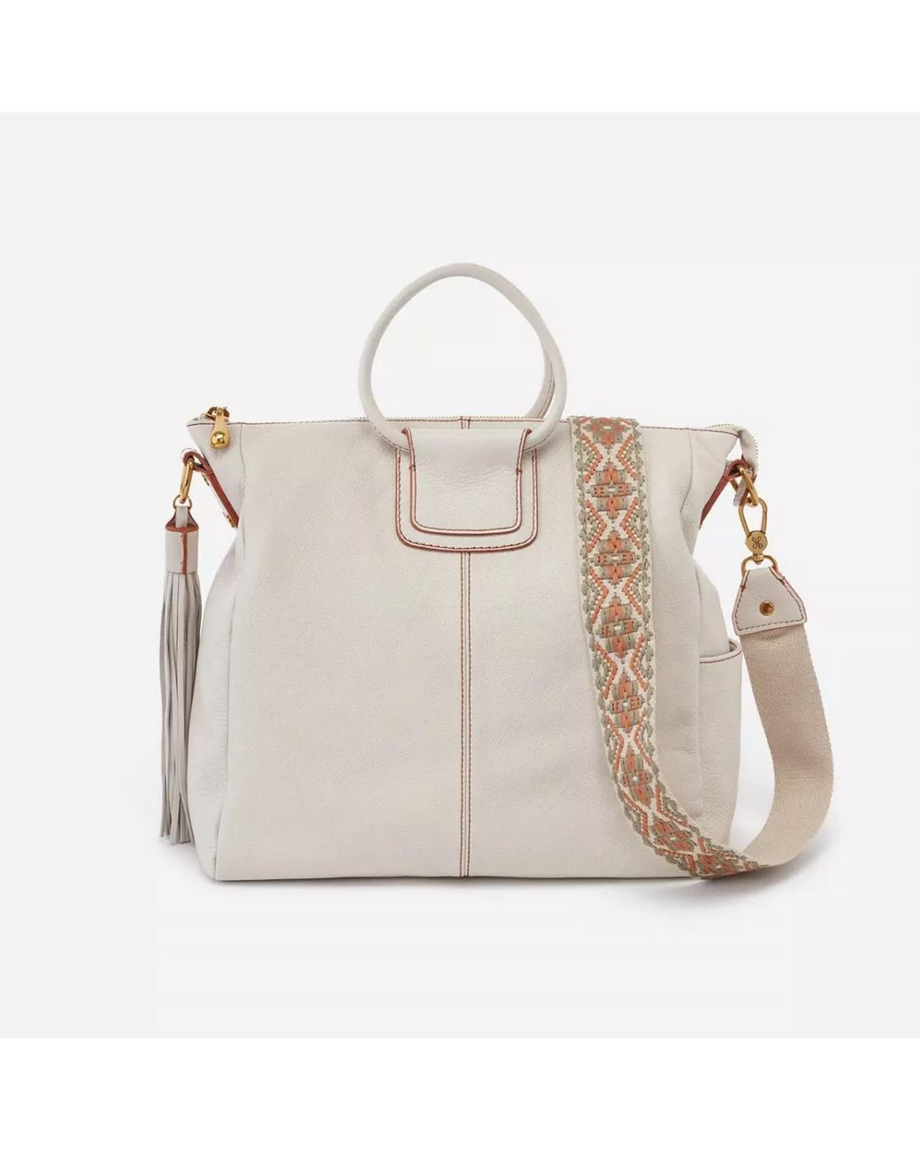 Hobo International Velvet Sheila Large Satchel W Guitar Strap in Powder