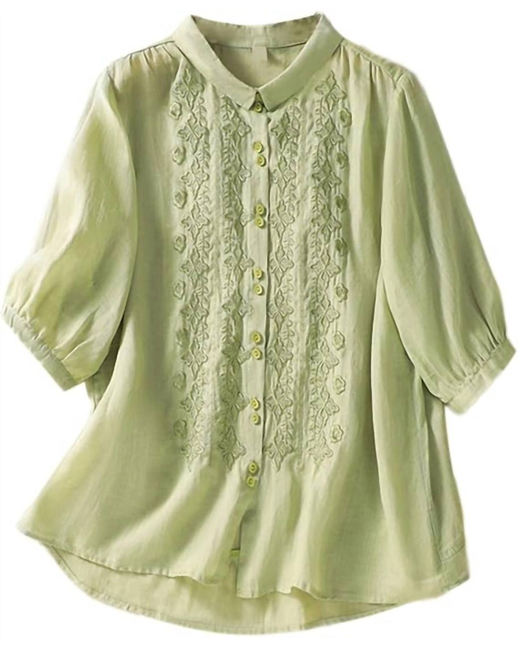 Mccolin Green Button Down Front Top
