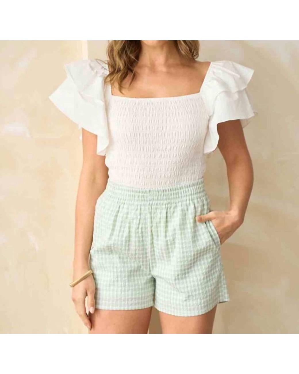 Hailey & Co White Phoenix Checkered Short