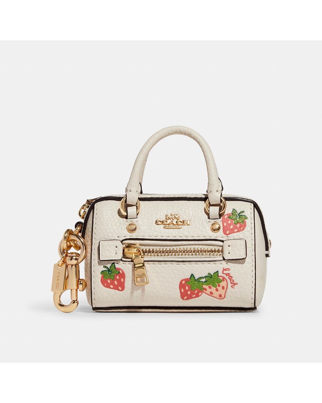 Coach Outlet Mini Rowan Satchel Bag Charm With Strawberry Print in Metallic  | Lyst
