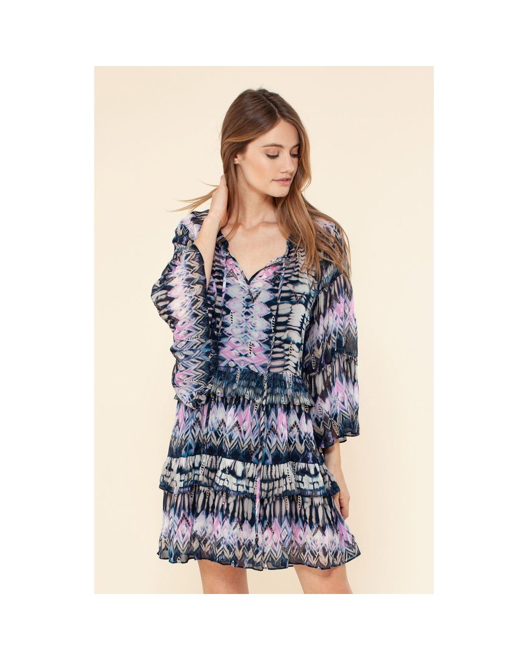 Hale Bob Selina Tiered Ruffle Dress in Blue | Lyst