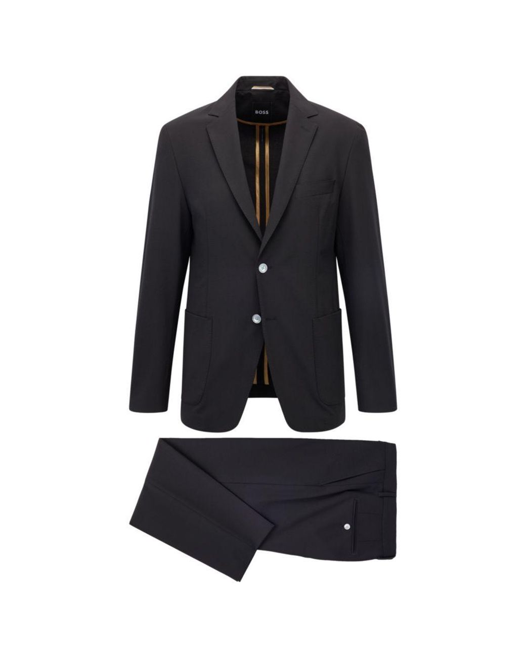 BOSS by HUGO BOSS Wool Slim-fit Seersucker Suit in Black for Men | Lyst