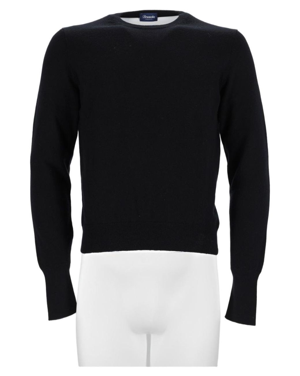 Drumohr Black Fitted Round Neck Sweater for men