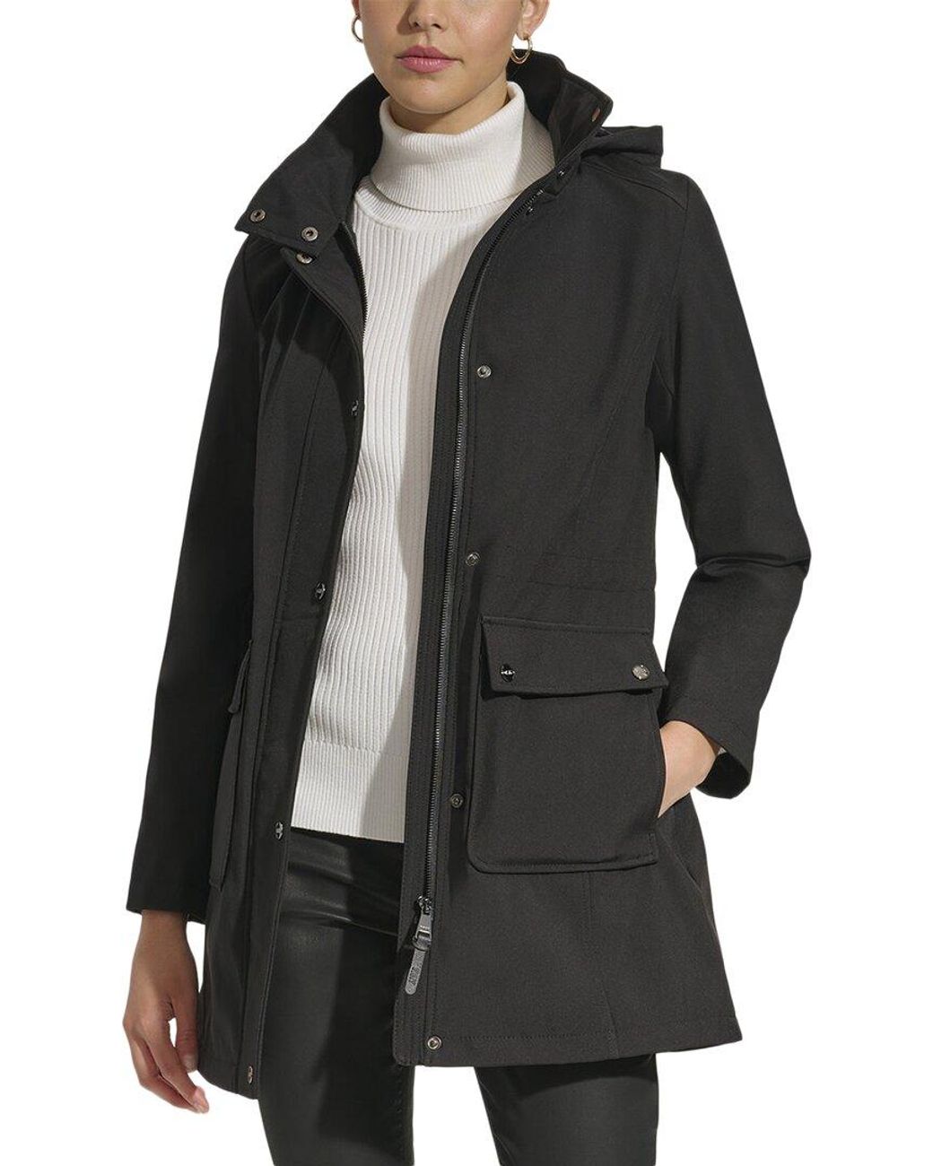 DKNY Hooded Softshell Jacket in Black Lyst