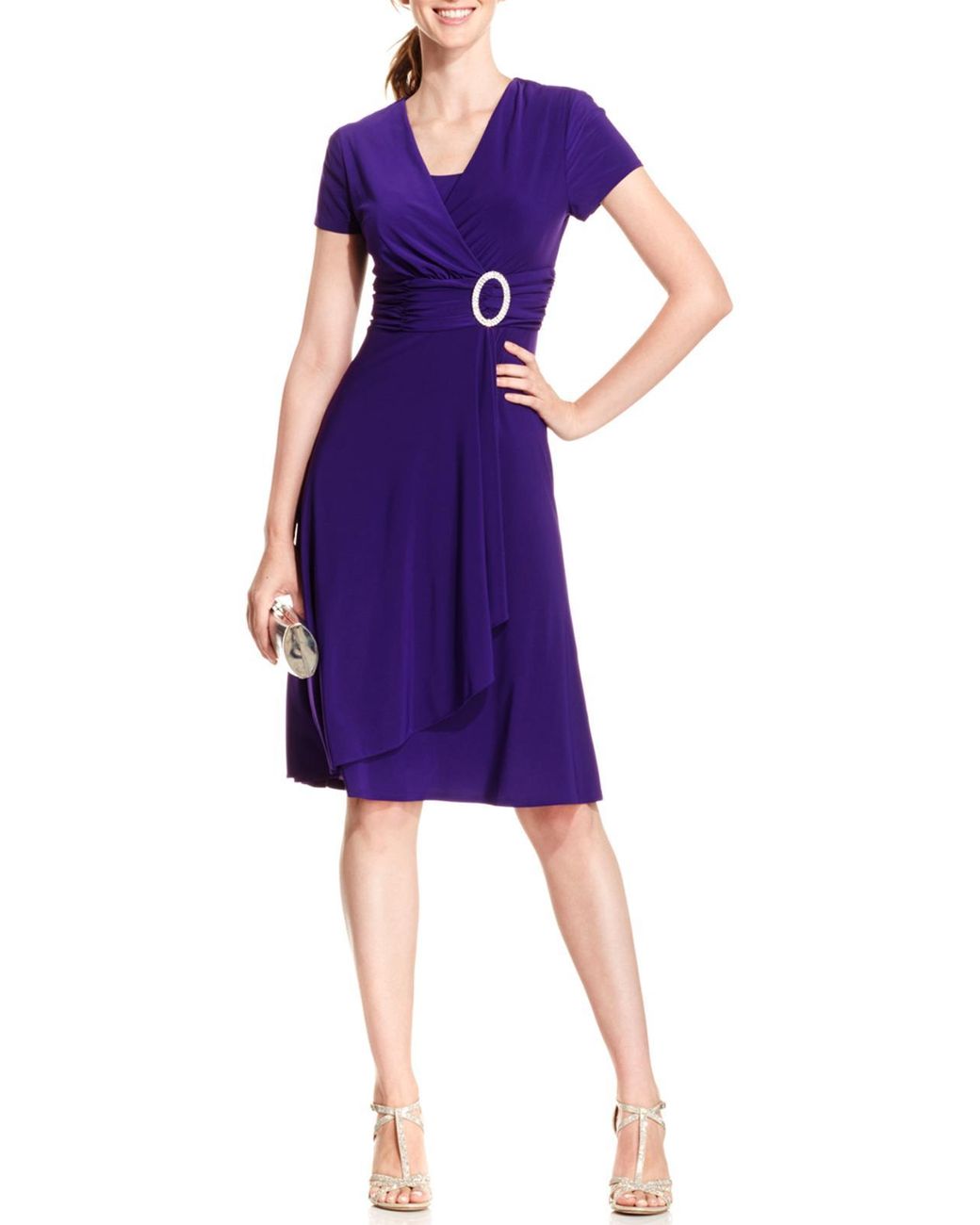 R&m Richards Plus Jersey Short Sleeves Wear To Work Dress in Purple | Lyst