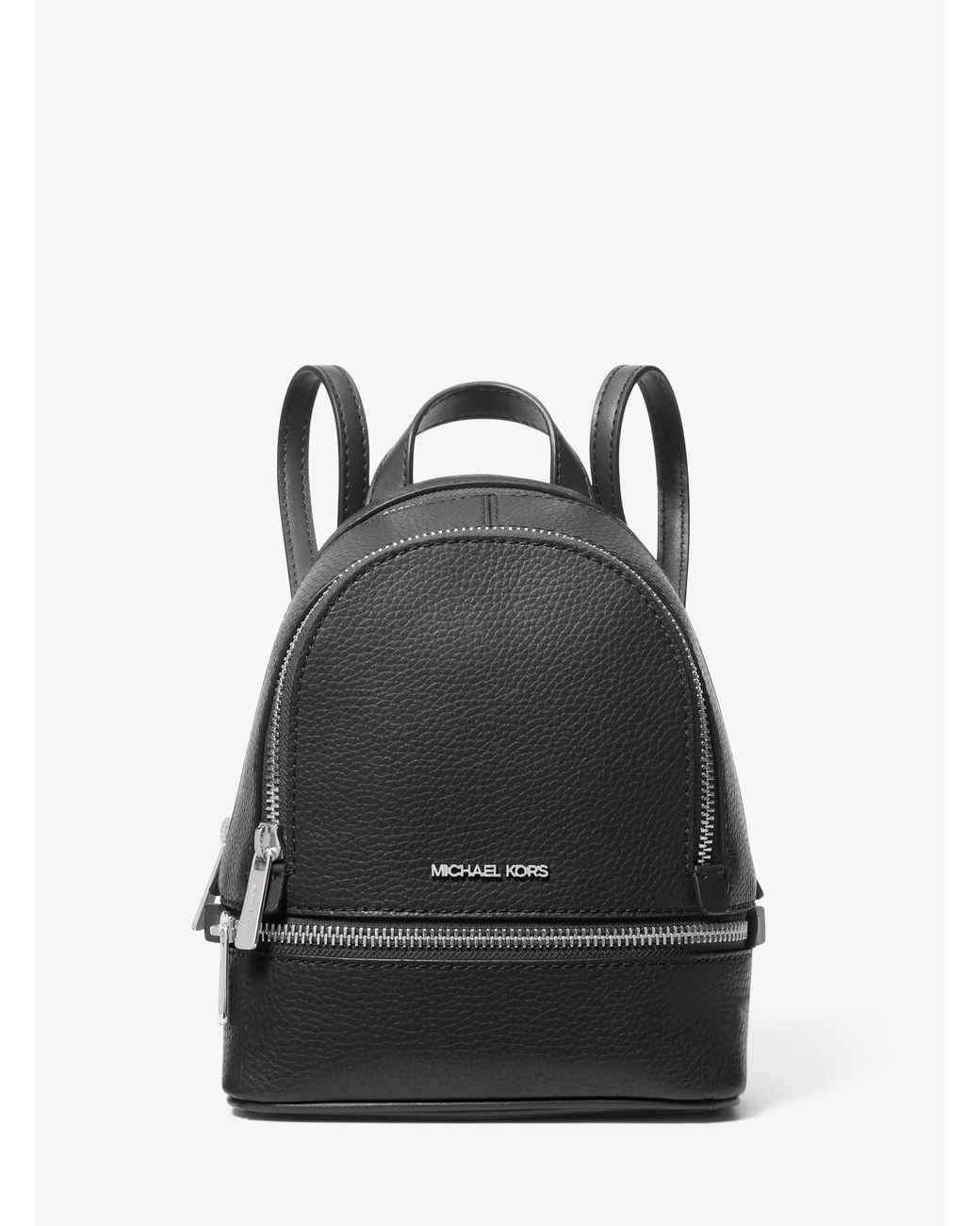 Pebbeld Michael Kors Outlet Rhea Extra-Small Pebbled Leather Backpack in Black ...
