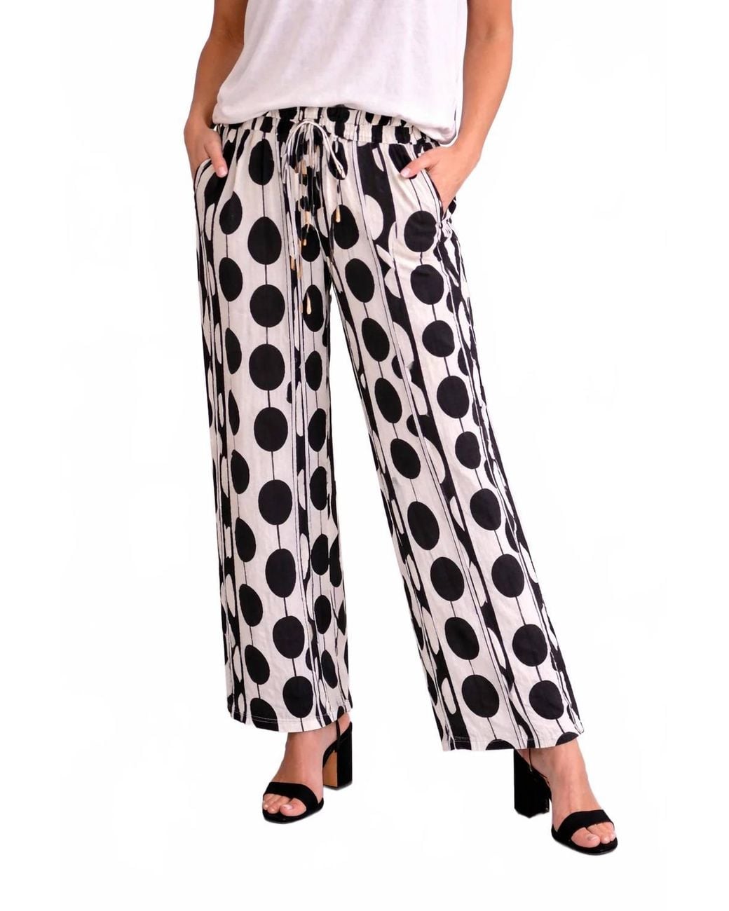 Thml White Oval Dotted Print Pants