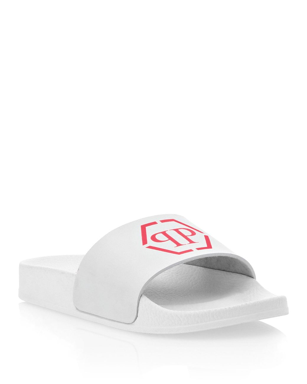 Philipp Plein White Flip Flop Hexagon