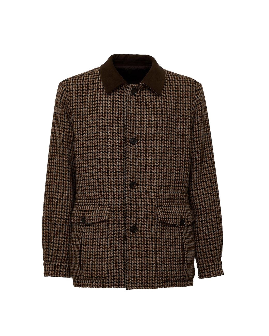 Caruso Brown Dalila Houndstooth Patterned Padded Jacket for men