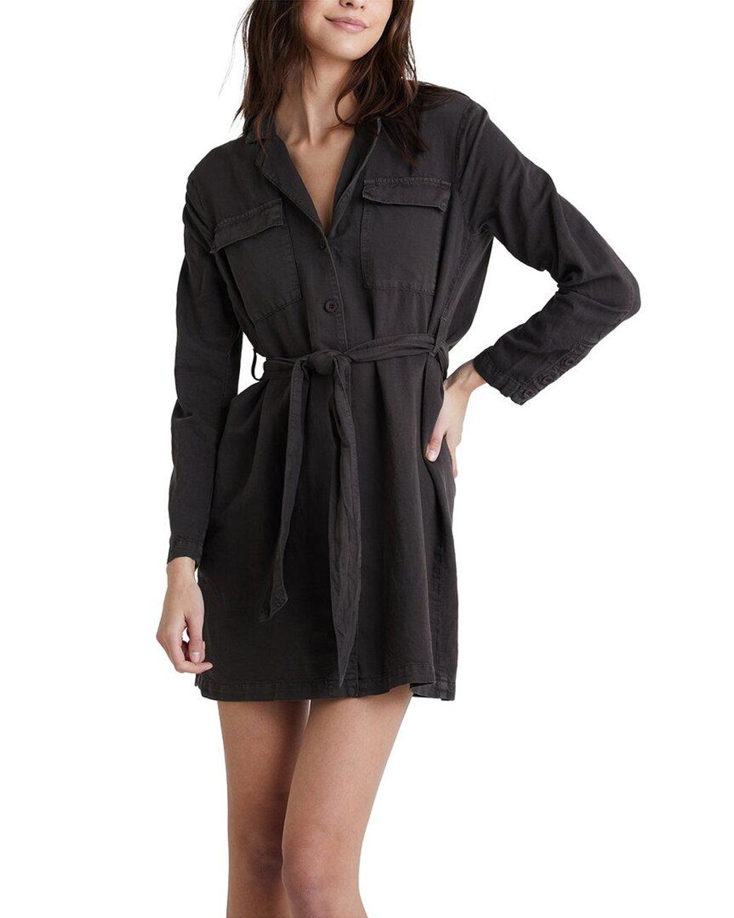 Bella Dahl Belted Linen-blend Utility Dress in Black