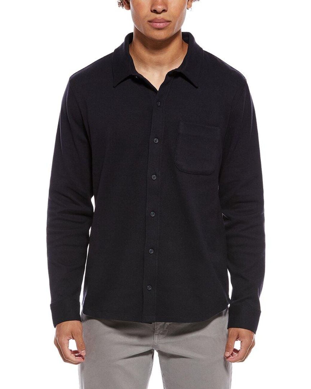 Vince Blue Solid Knit Shirt for men