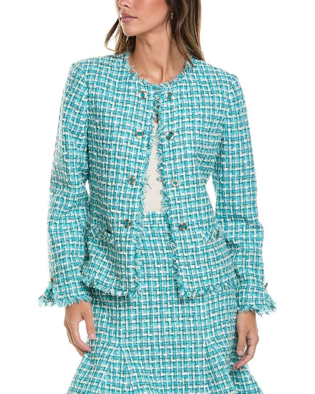 St. John Blue Edge To Edge Tweed Jacket