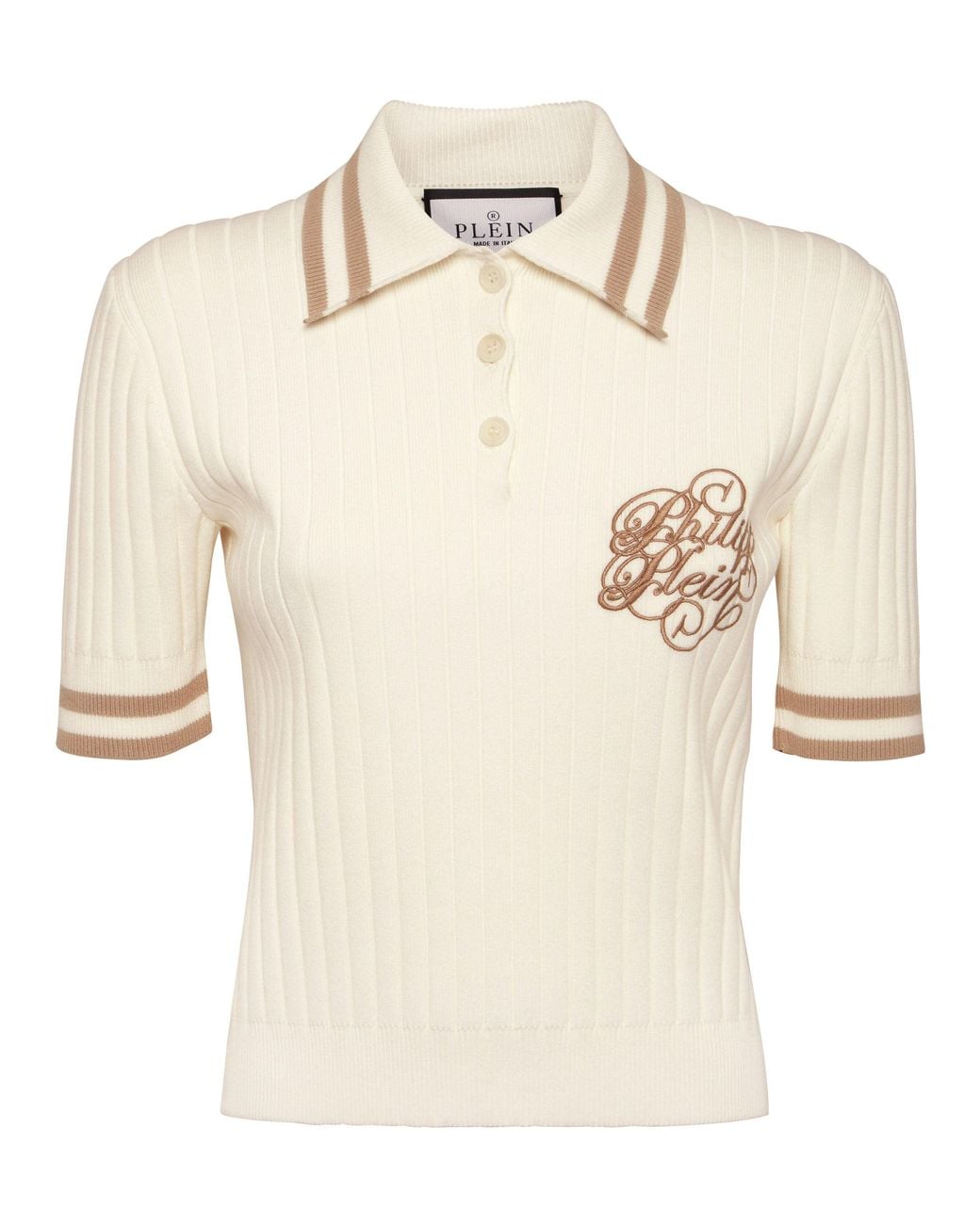 Philipp Plein Natural Knit Polo