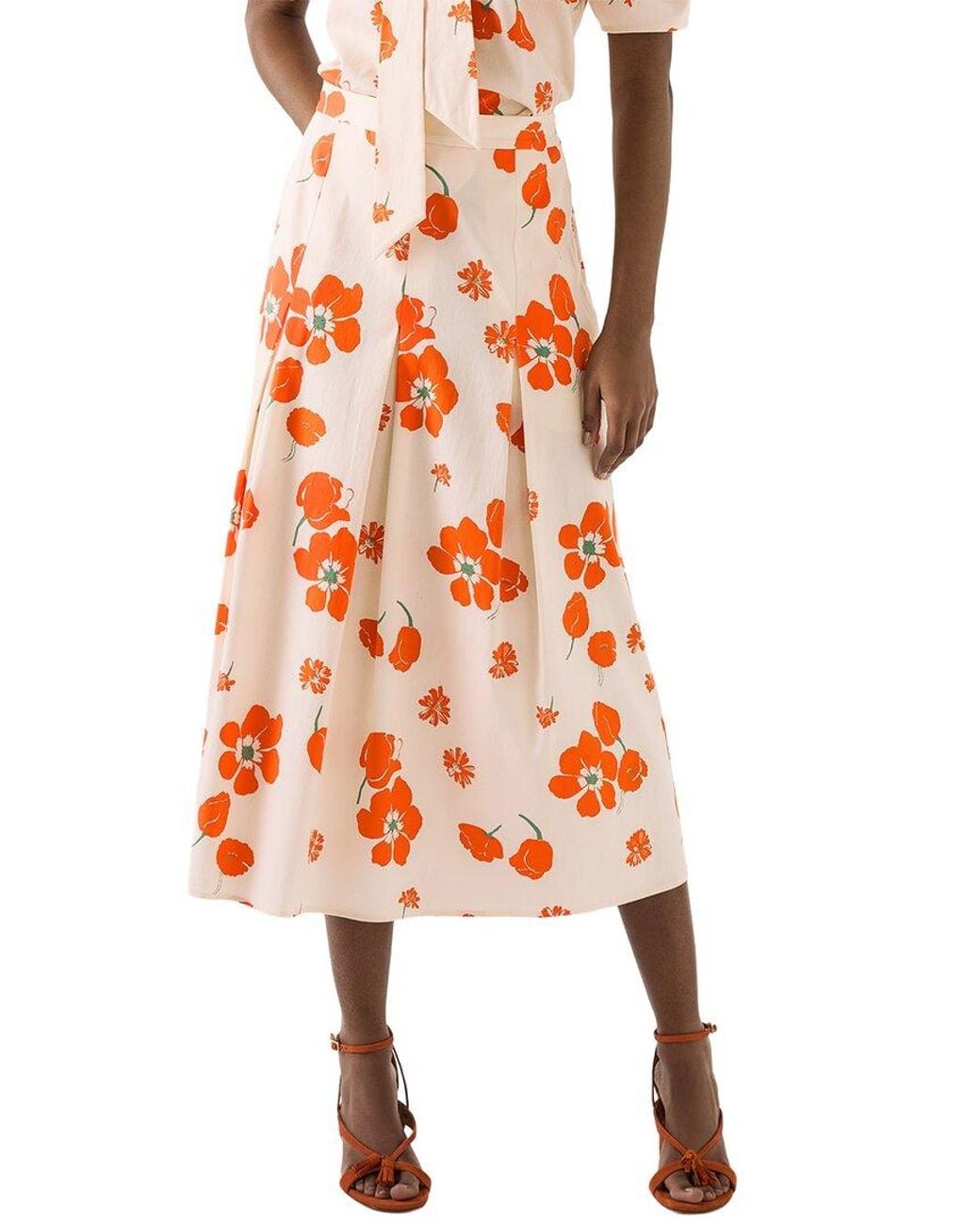 L.K.Bennett Orange Flora Skirt