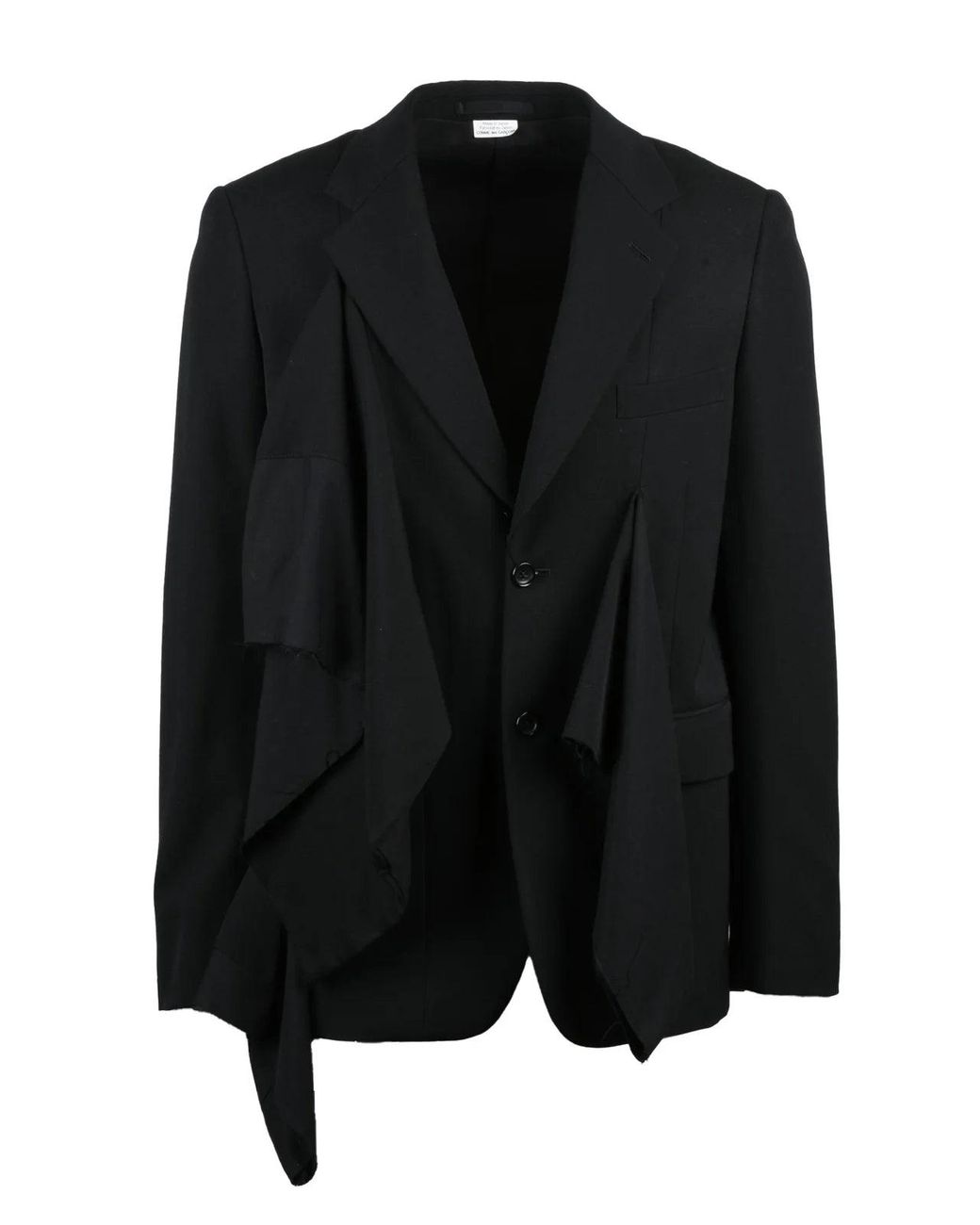 Comme des Garçons Black Draped Panels Button Front Wool Jacket for men