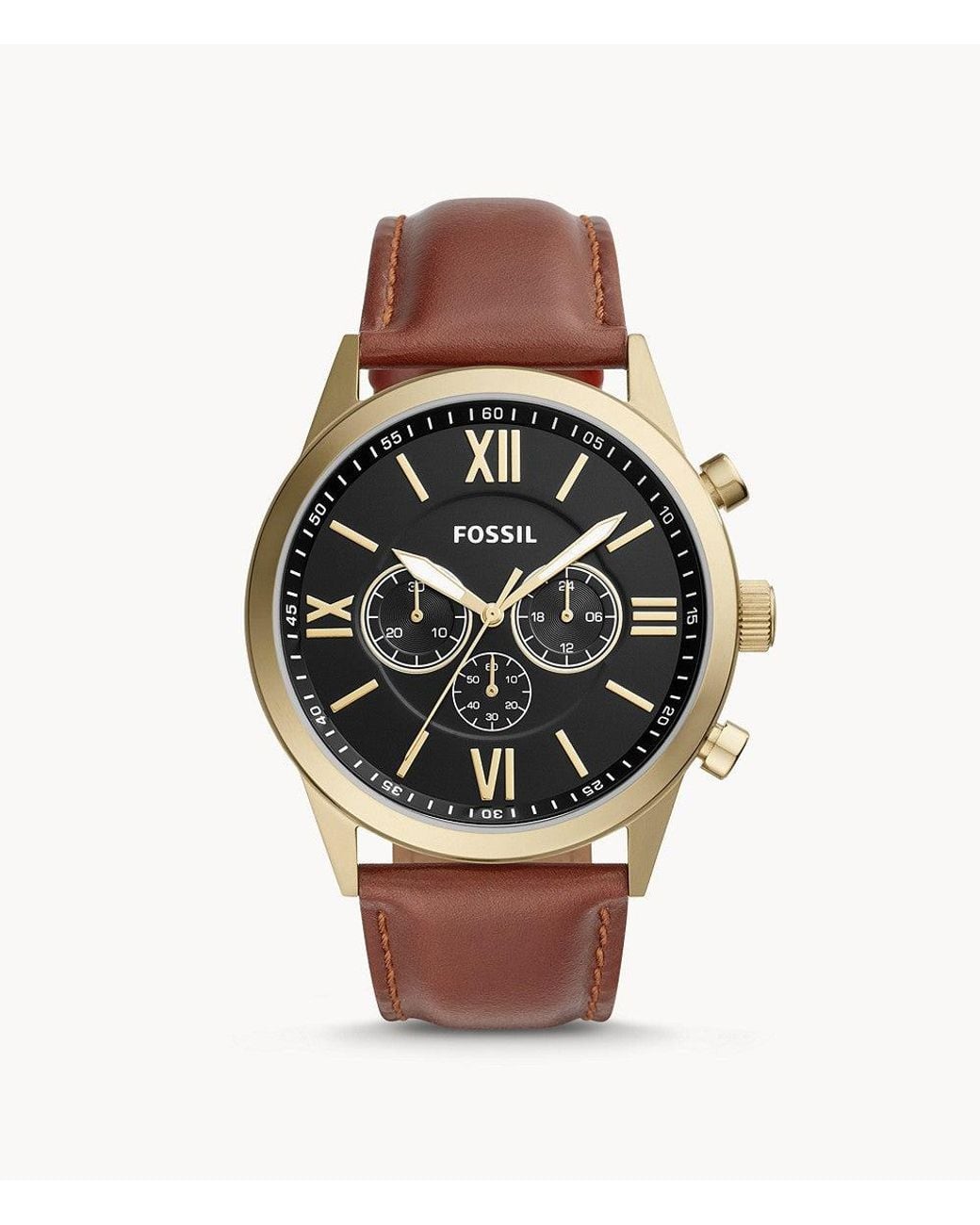 Fossil Leather Flynn Chronograph, Gold 