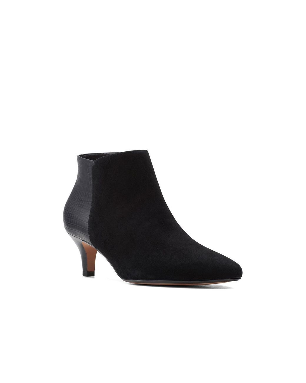 Clarks Linvale Sea Faux Suede Pointed Toe Ankle Boots in Black Lyst