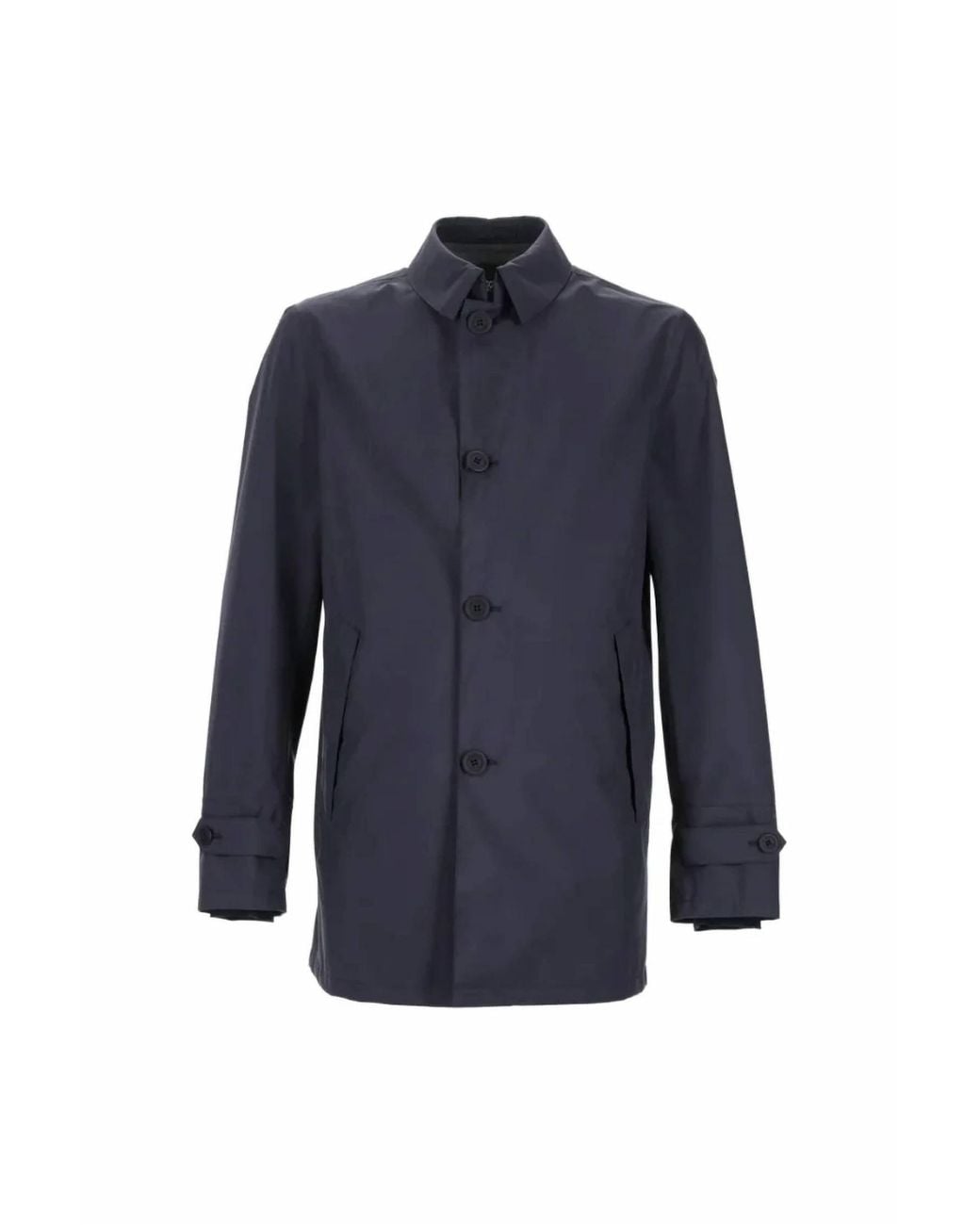 Herno Blue Buttoned Trench Coat for men