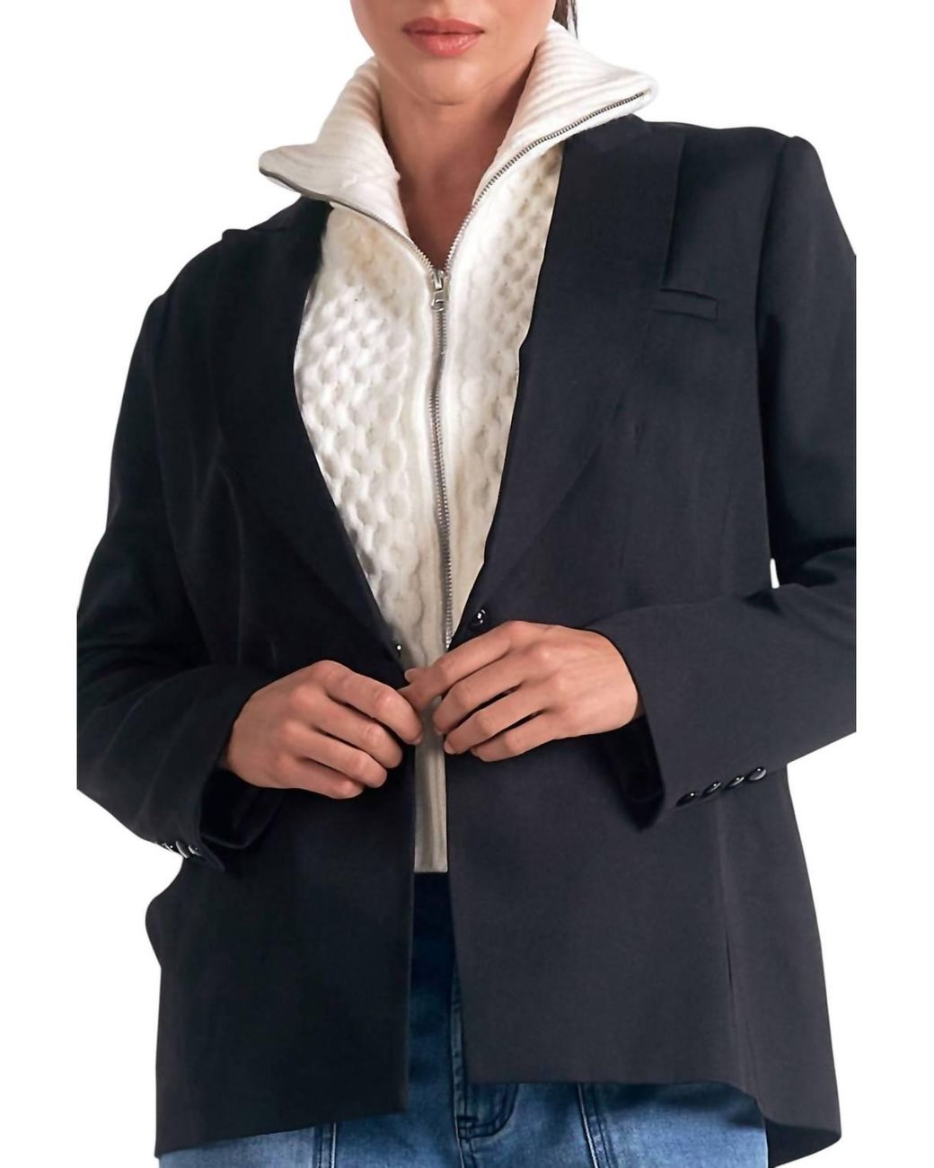 Elan Blue Blazer Sweater