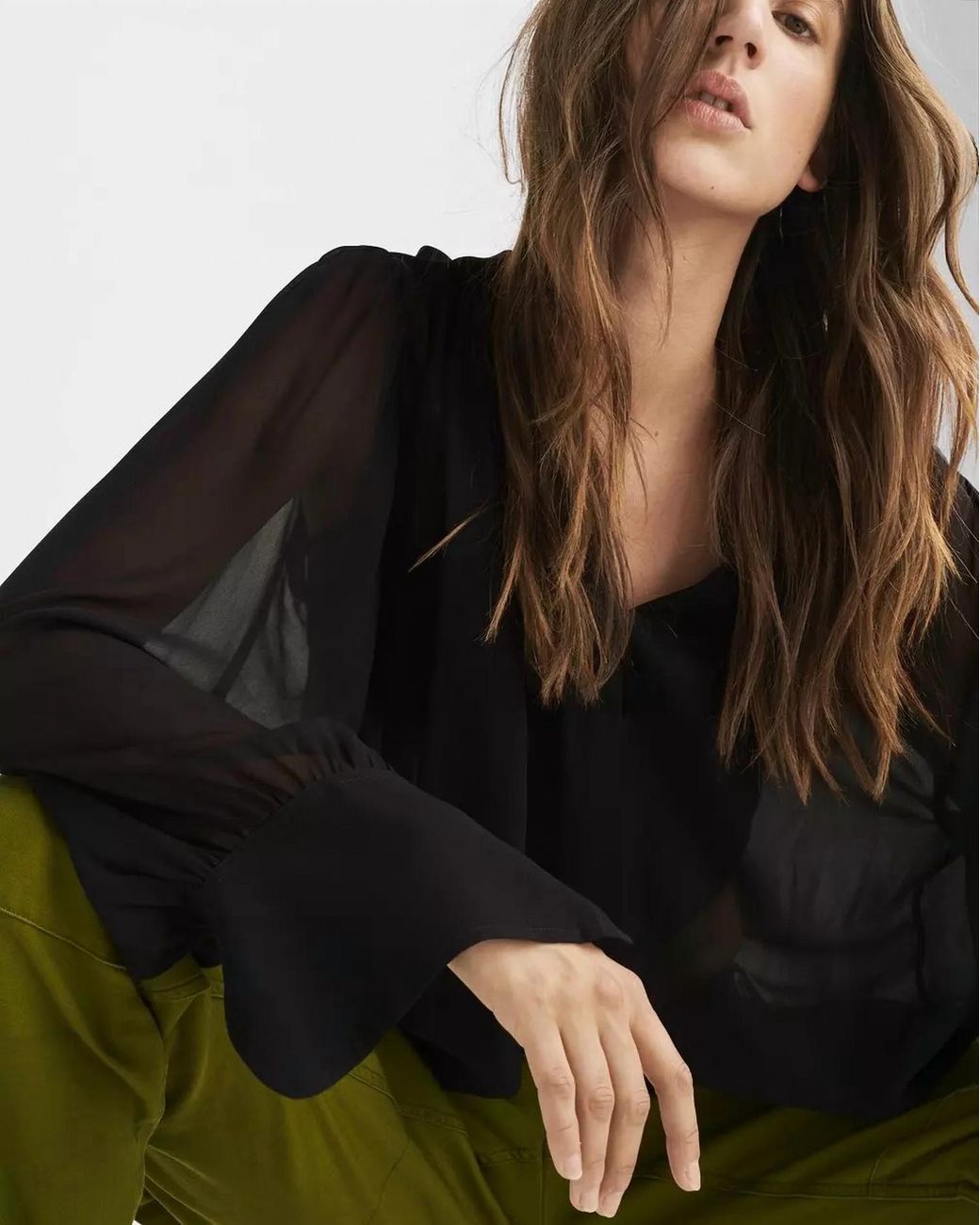Rag & Bone Black Hannah Georgette Top