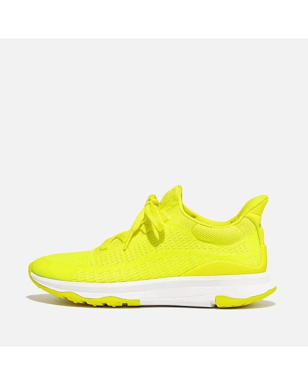 Fitflop Yellow Vitamin Ffx Glow-In-The-Dark Knit Sports Trainers Polyester Knit/Lycra/Tpu