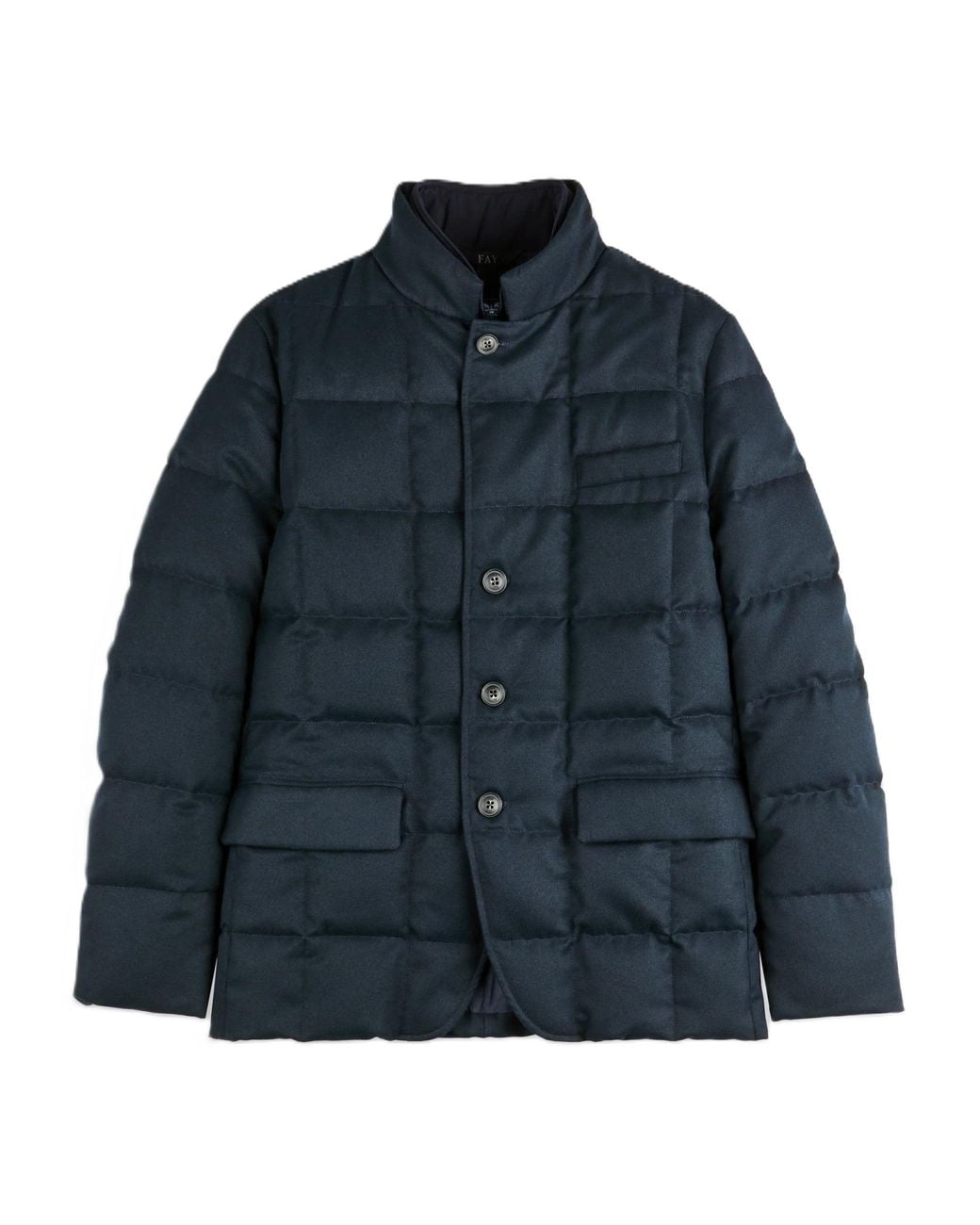 Fay Blue Structured Quilted Flap Pocket Padded Jacket for men