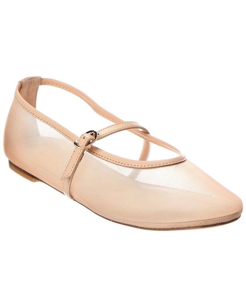 Stuart Weitzman Pink Bareitall Mesh & Leather Mary Jane