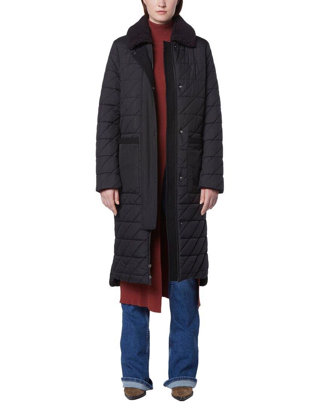 Andrew Marc Black Rhombus Quilted Long Jacket