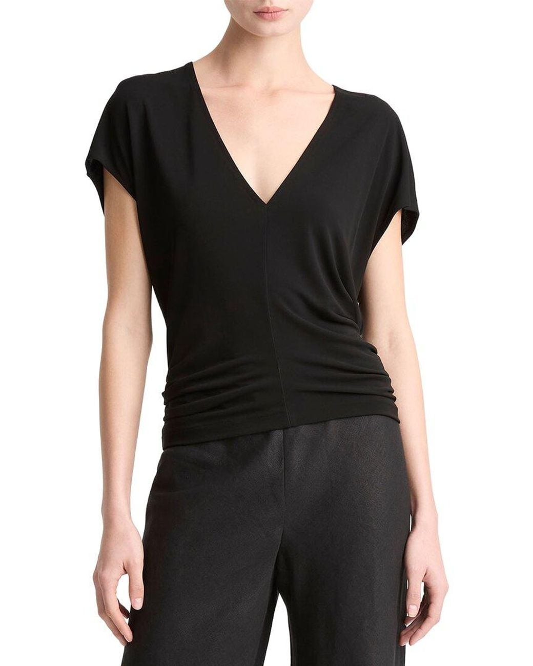 Vince Black Flutter Sleeve V Neck