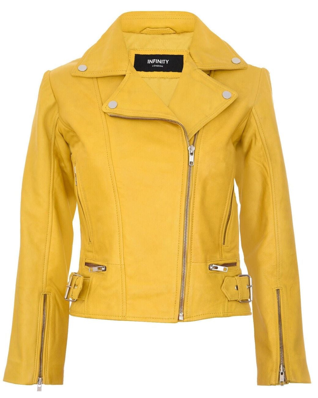 Infinity Leather Leather Biker Jacket-Stockholm in Yellow | Lyst