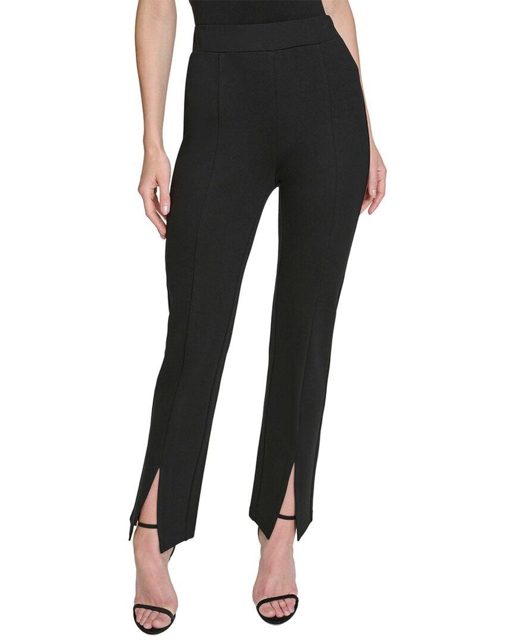 Halston Heritage Black Ponte Slit Front Pull On Pant