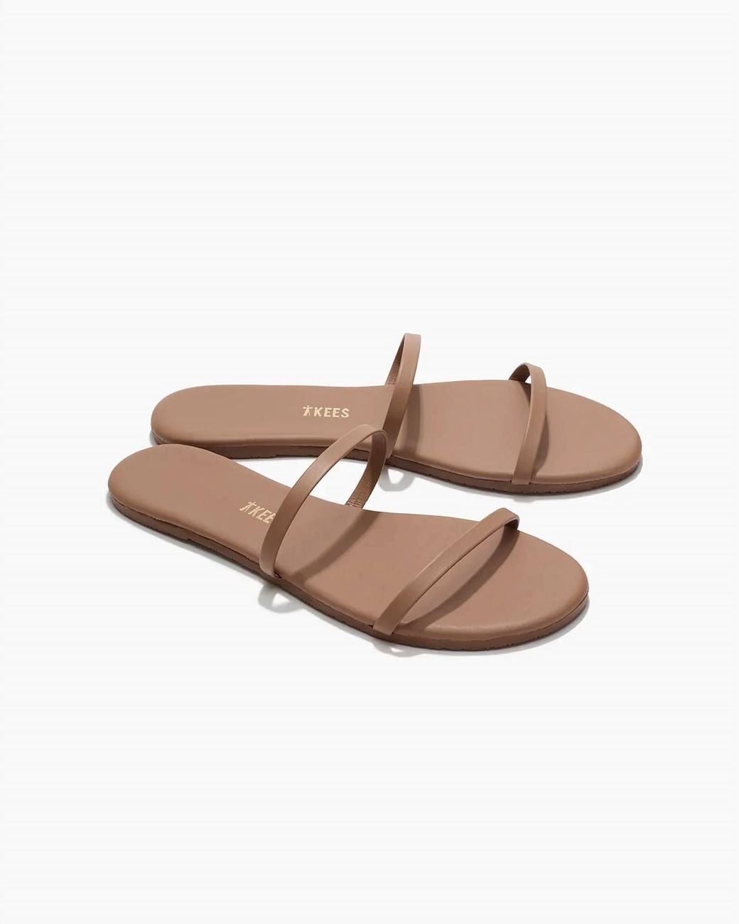 TKEES White Gemma Thin Strap Slides