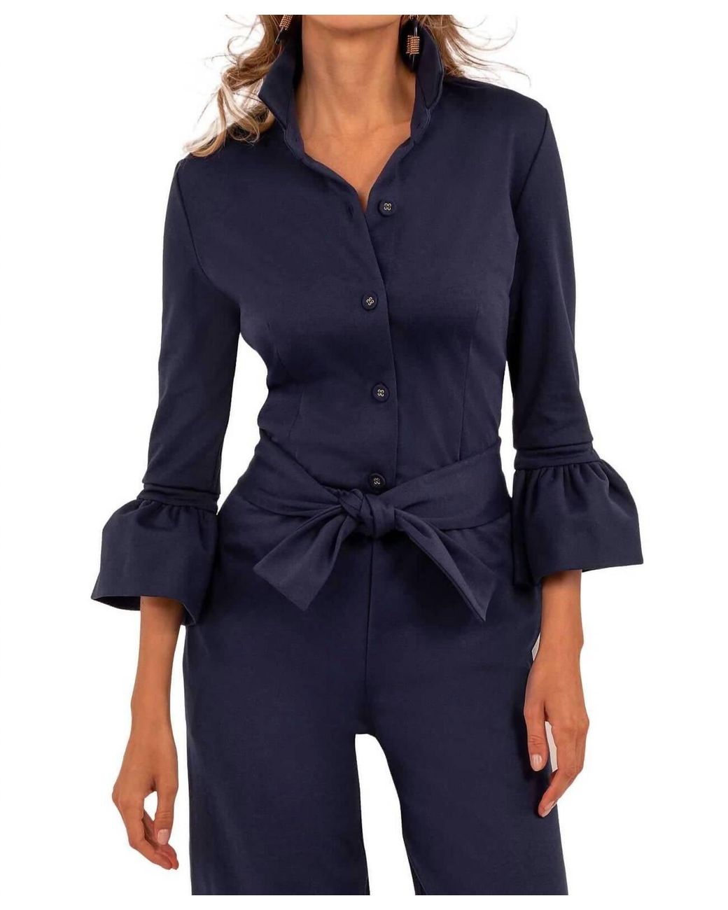 Gretchen Scott Priss Ponte Blouse in Blue Lyst