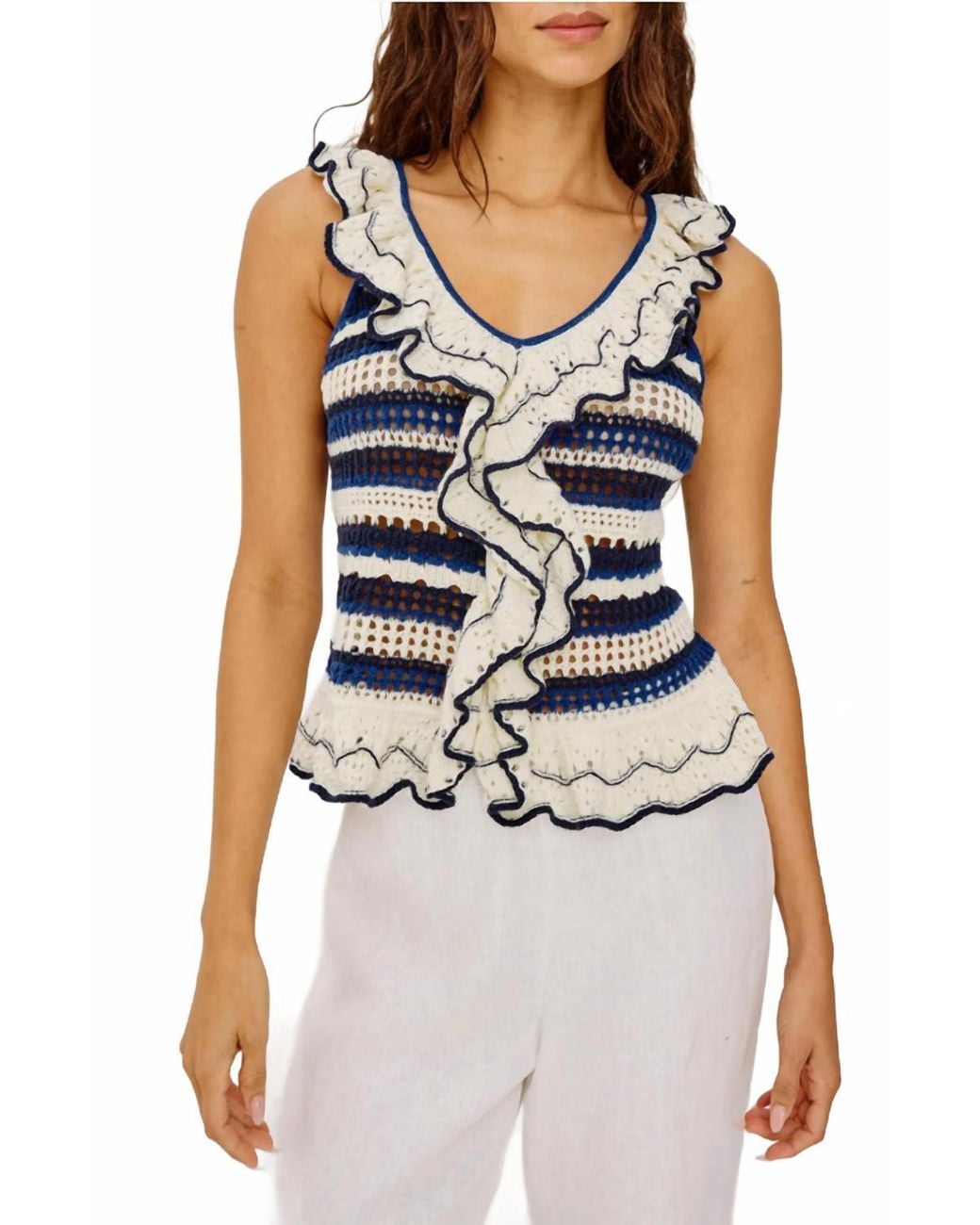 Rails Blue Luci Top With Ruffle