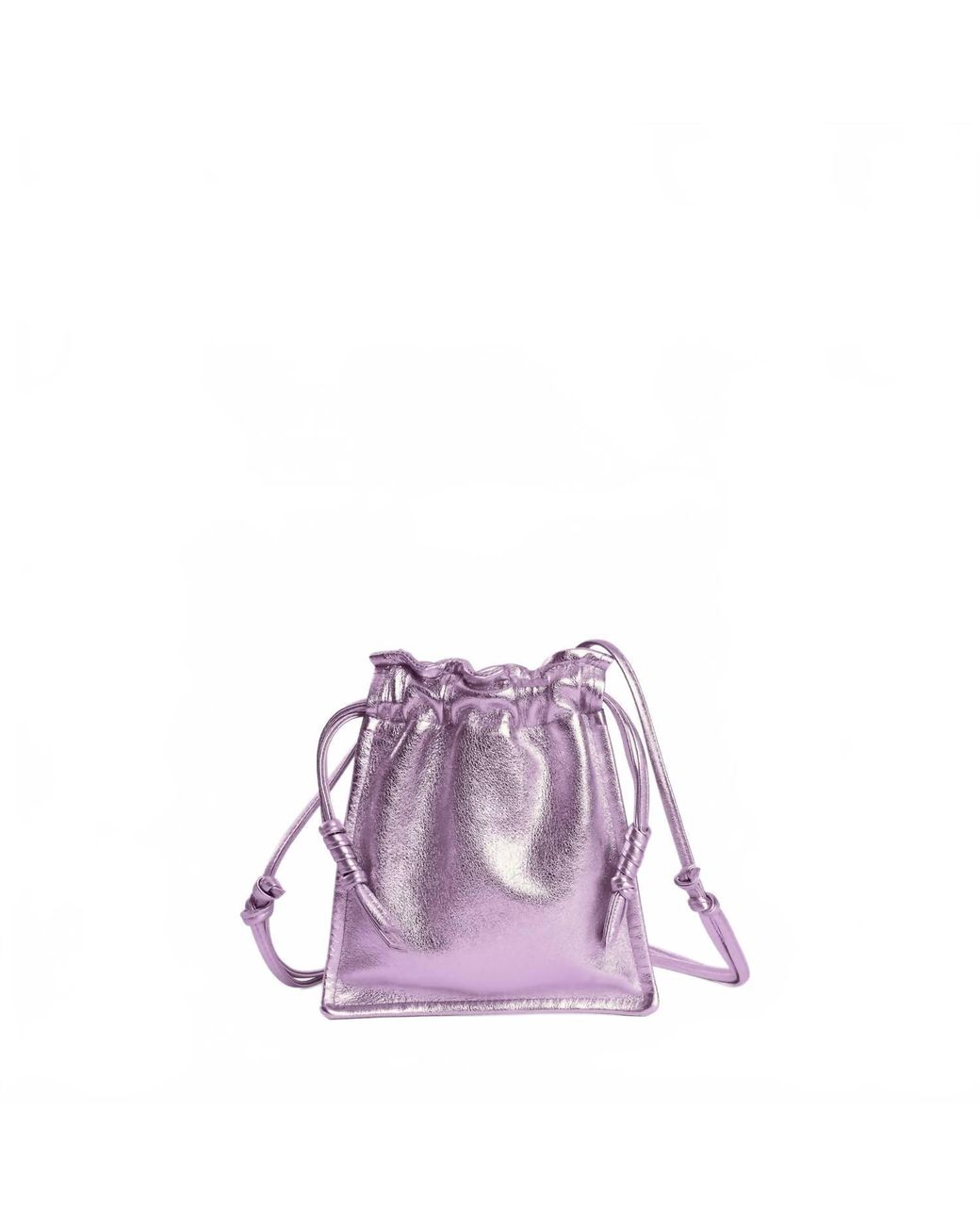 LEMIZ Purple Mini Bowie Drawstring Leather Bag