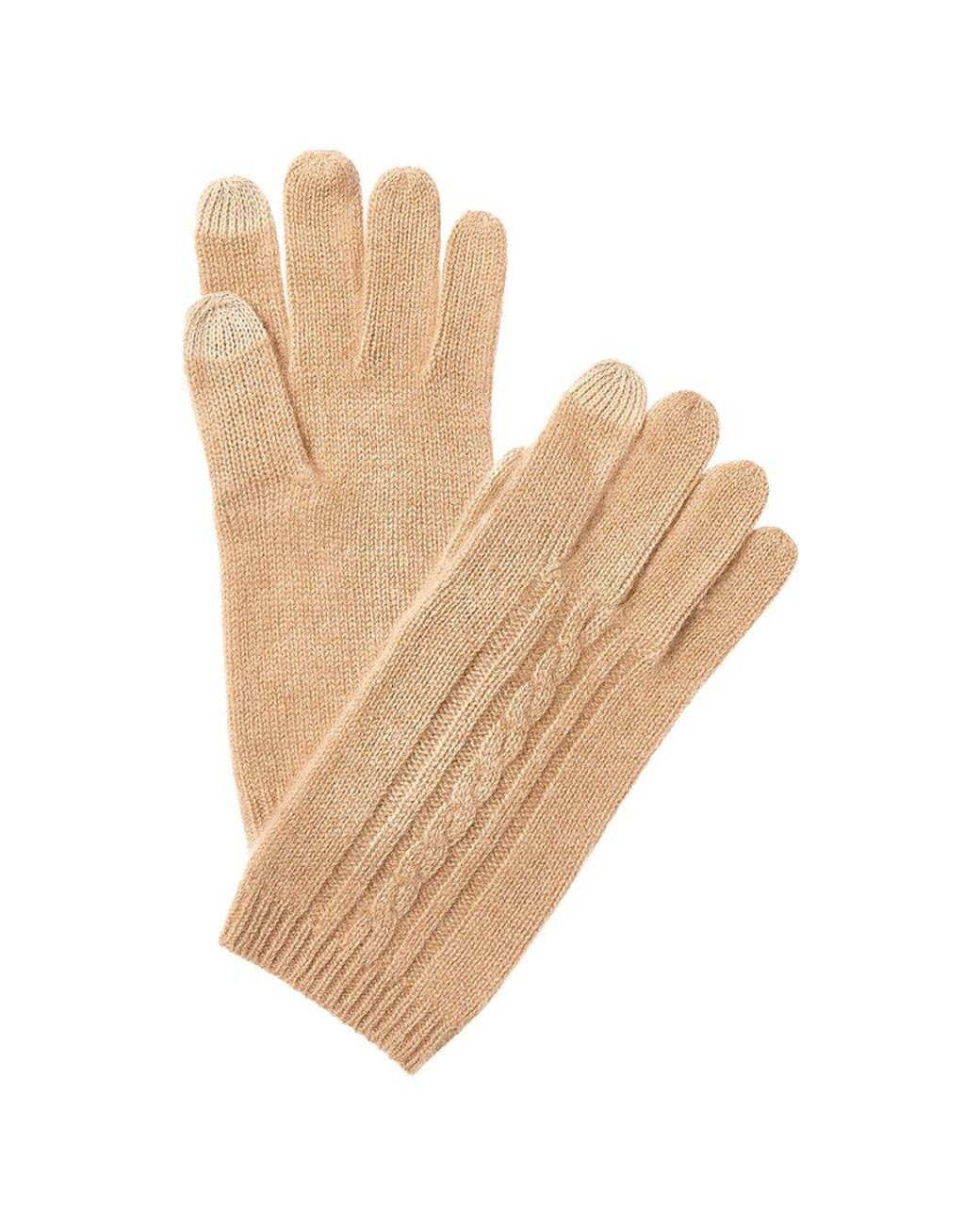 Phenix White Placed Cable Touch Tech Cashmere Gloves