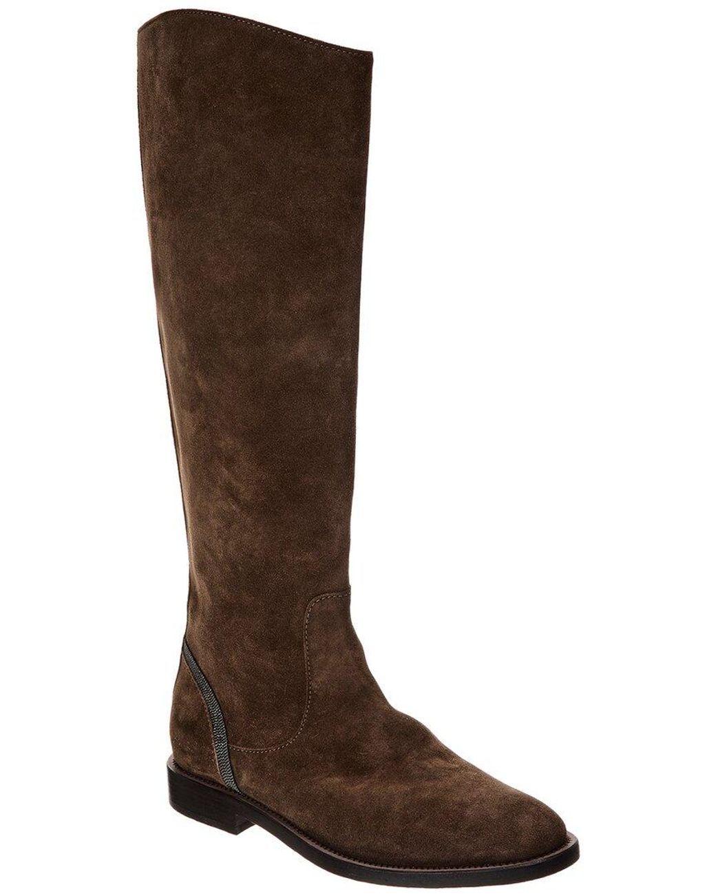 Brown Cowgirl Boots River Island Suede Knee-High Western Boots In