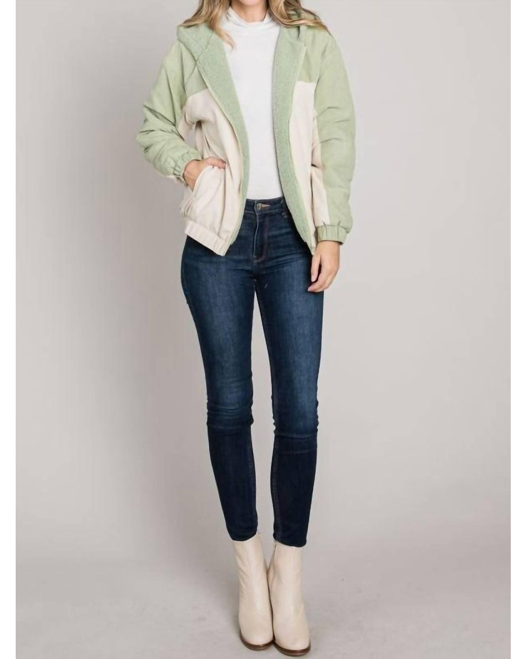 Allie Rose Soft Brushed Matte Woven Hooded Jacket in Blue | Lyst
