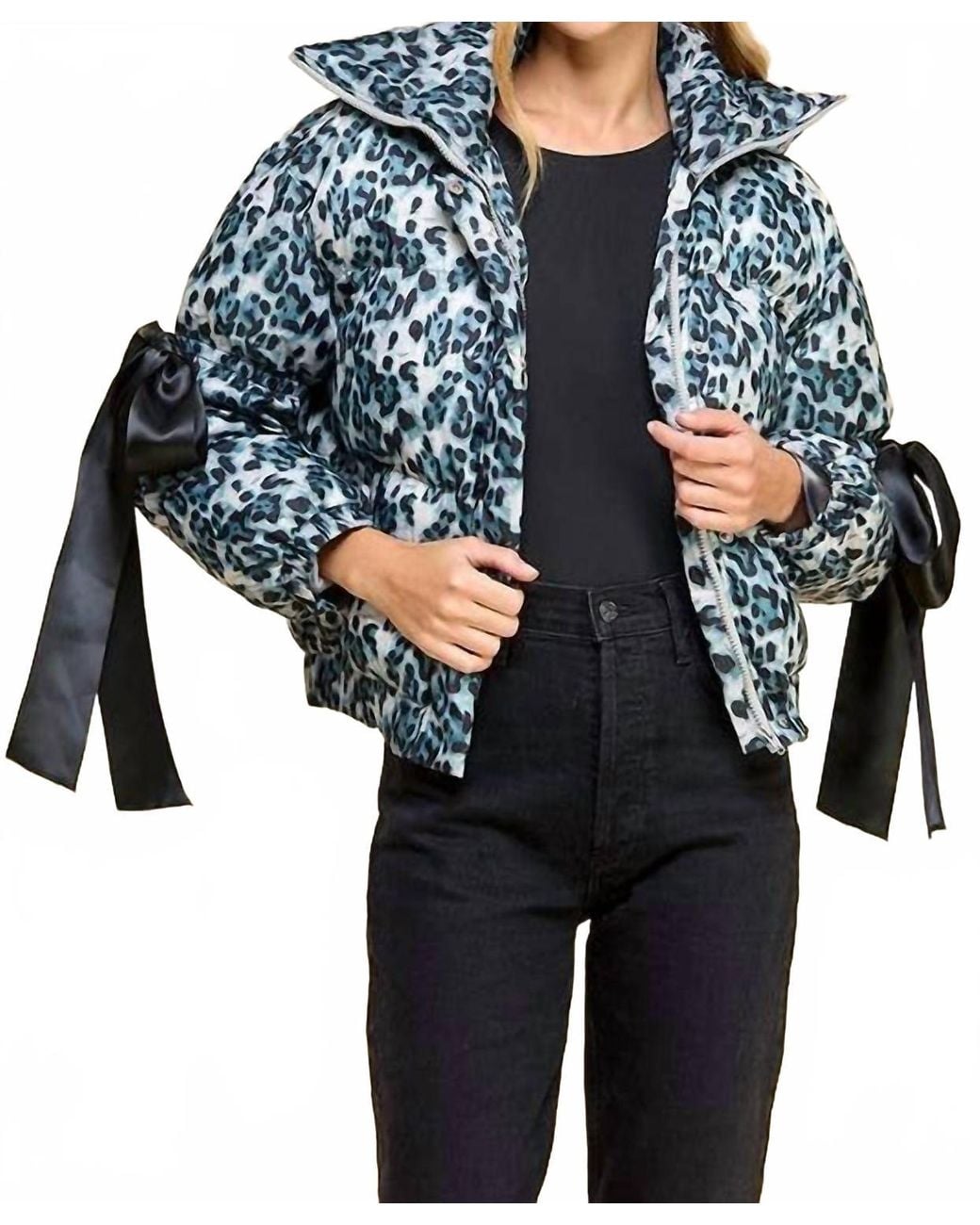TCEC Blue Winter Leopard Puffer Jacket