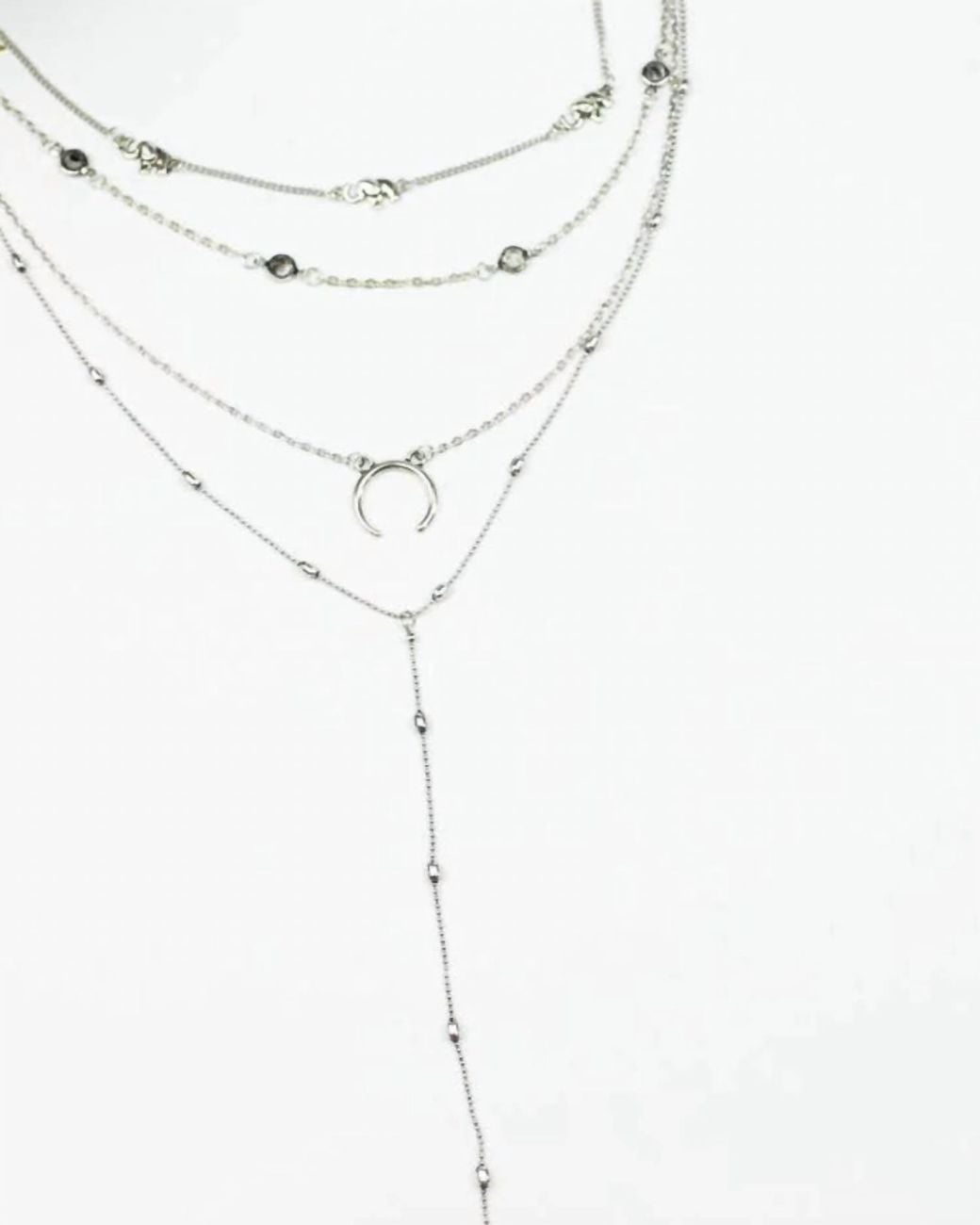 FUNKY MONKEY White 4-Layer Boho Necklace