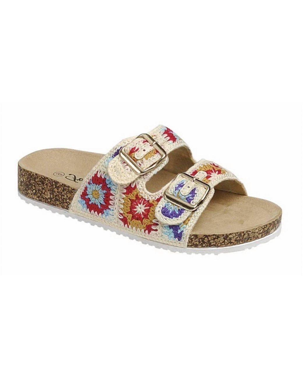 Forever Link Black Double Buckle Bacon Flat Sandals